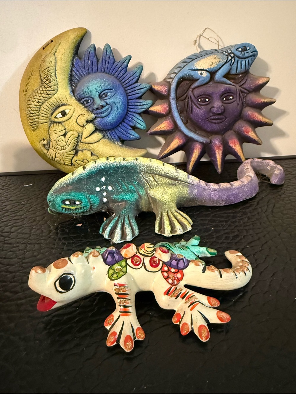 ceramic sun face, handcrafted sun and moon, Talavera ceramic lizard, - Picture 4 of 6